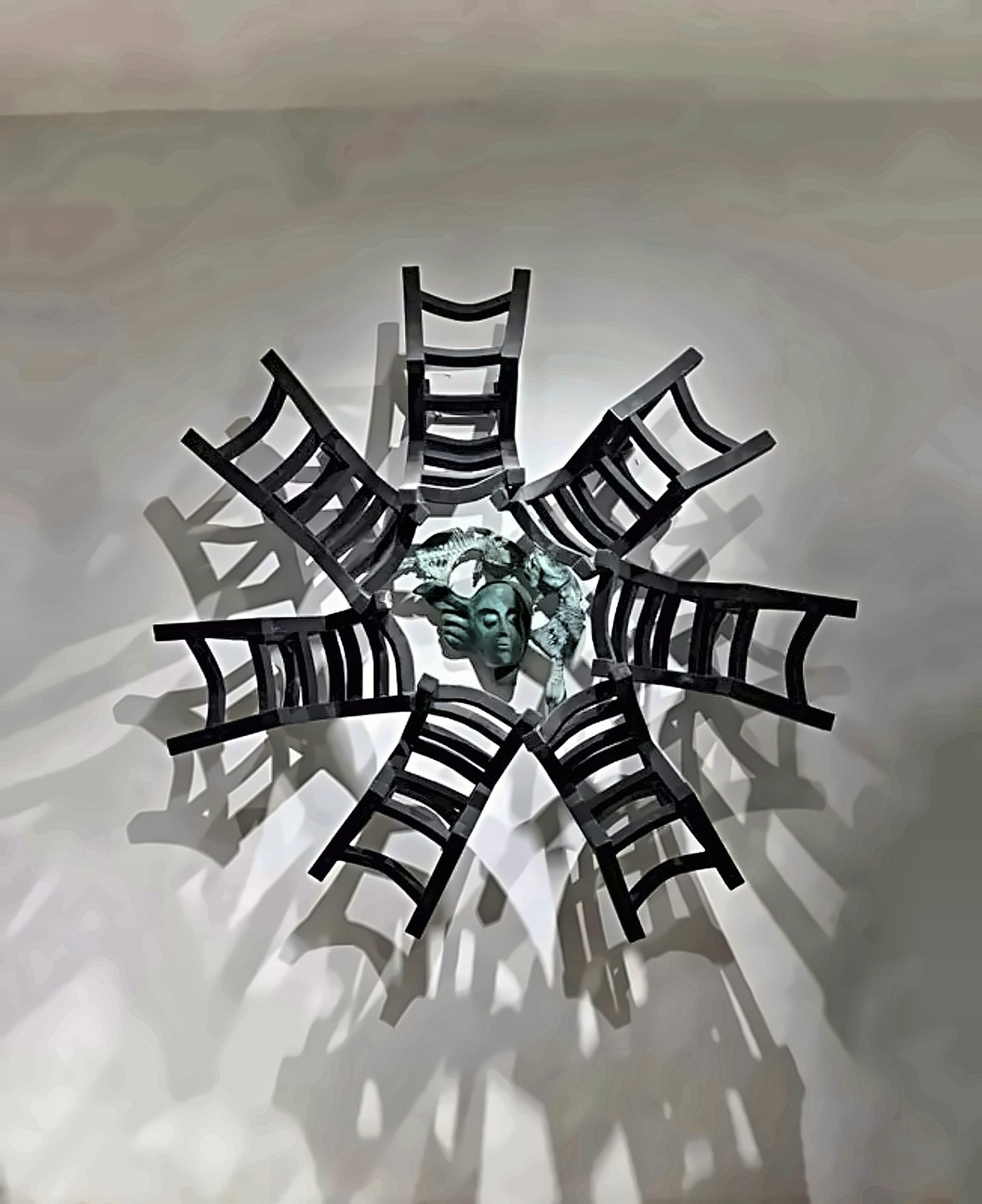 A circular composition of chairs by Hazem Al-Zubi.