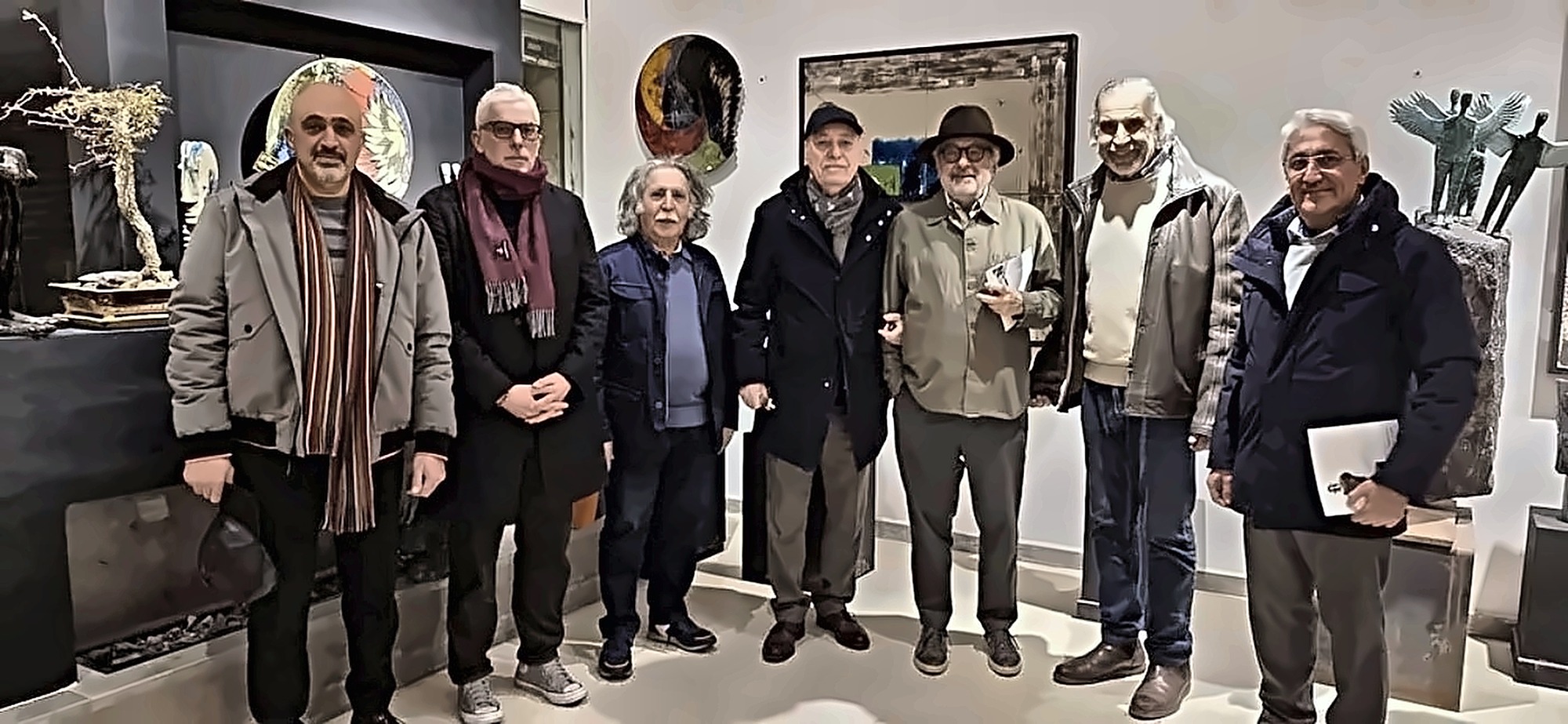 Visitors gathered among Hazem Al-Zubi’s work.